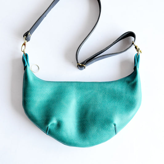 Leather HOBO Crossbody Bag - Teal Leather