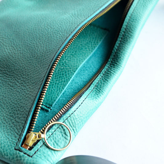 LOLA Sling Bag - Short Crossbody - Pebbled Teal Leather
