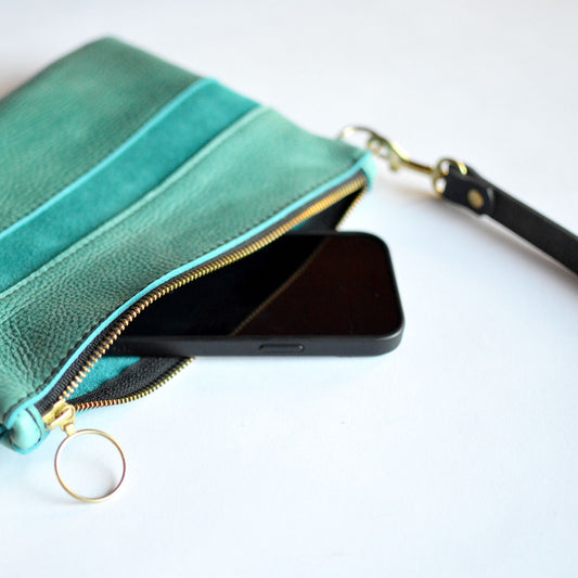 Small Leather Crossbody Bag - Teal Leather