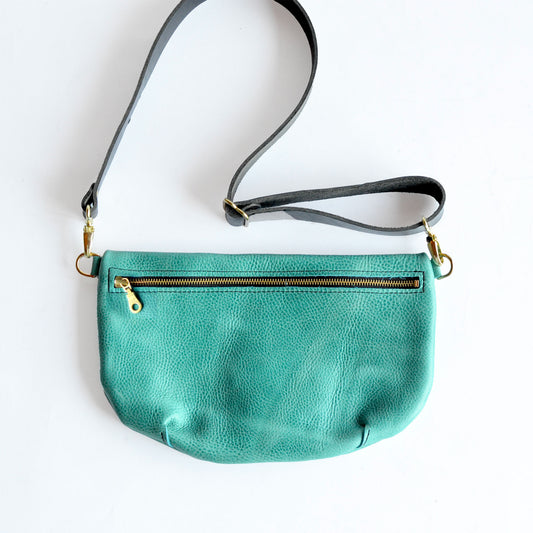 LOLA Sling Bag - Short Crossbody - Pebbled Teal Leather