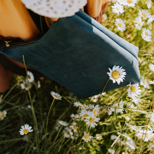 Leather BUCKET Shoulder Bag SALE - Navy Blue Leather