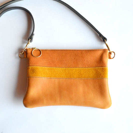 Small Leather Crossbody Bag - Amber Yellow Leather