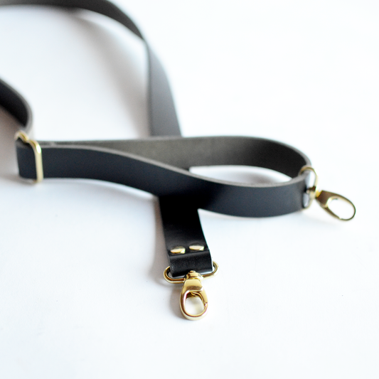 Adjustable Crossbody Strap - Black Leather