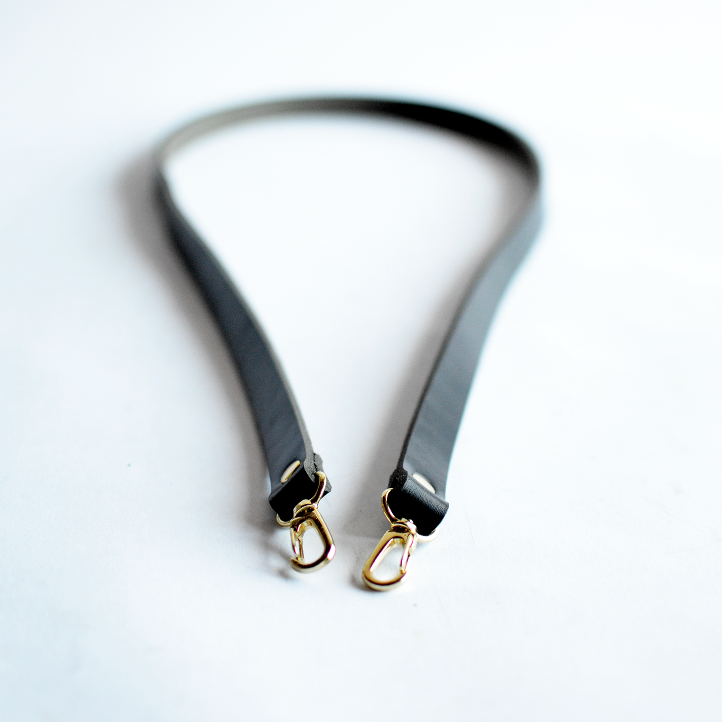 Thin Crossbody Strap - Black Leather