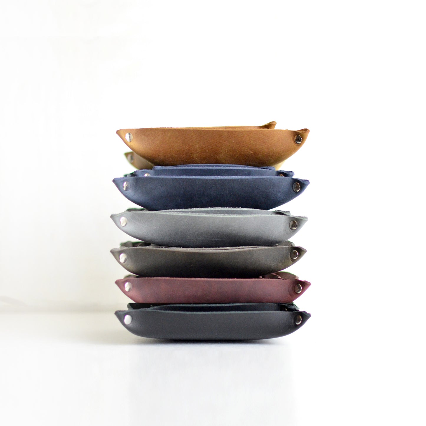 3 Stacking Trays - Navy Blue Leather
