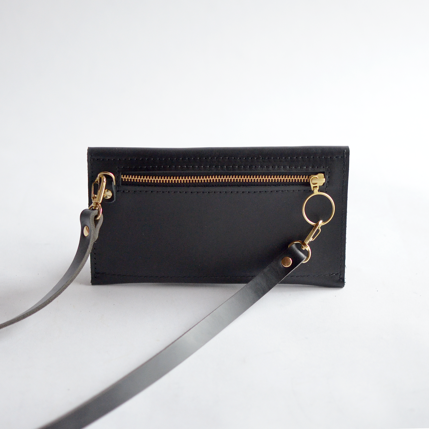 Thin Crossbody Strap - Black Leather