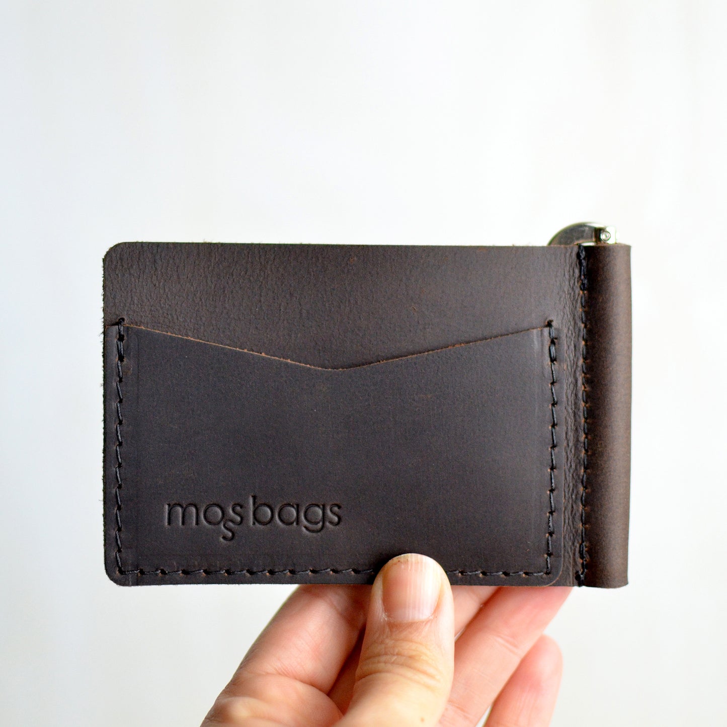 Money Clip Wallet - Dark Chocolate Brown Leather