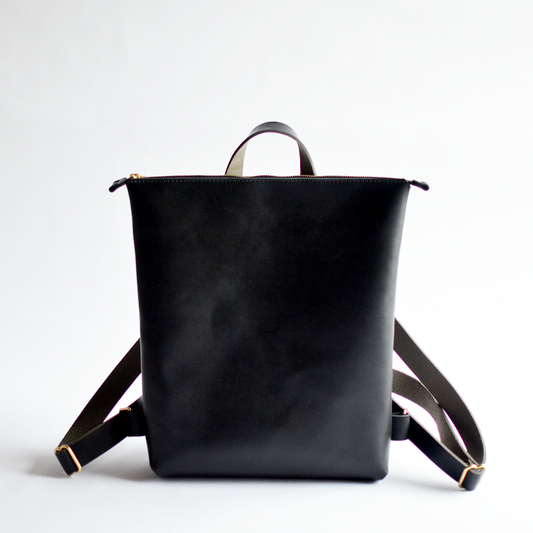Minimalist Backpack - Black Leather