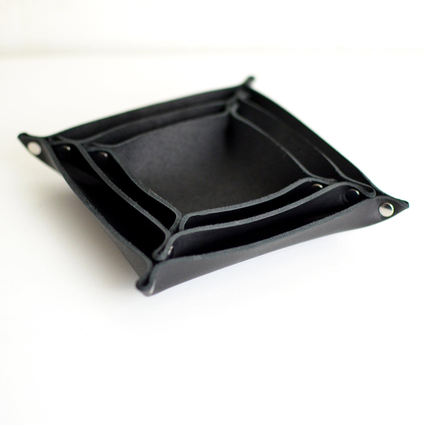 3 Stacking Trays - Black Leather