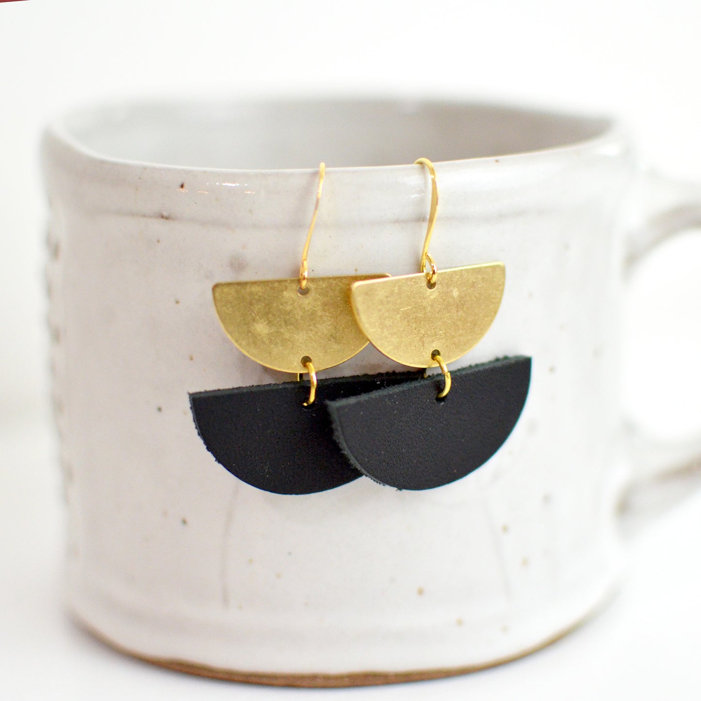 Double Half Circle Leather Earrings