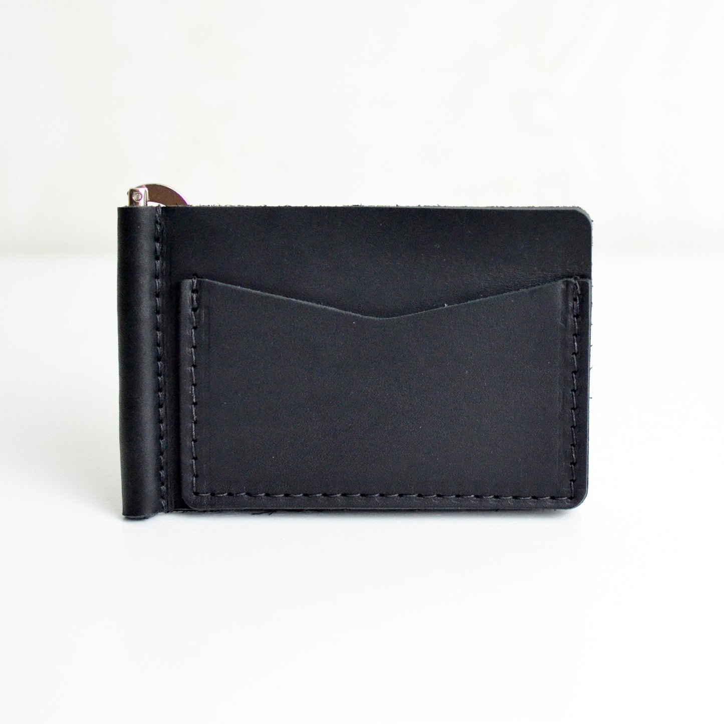 Money Clip Wallet - Black Leather