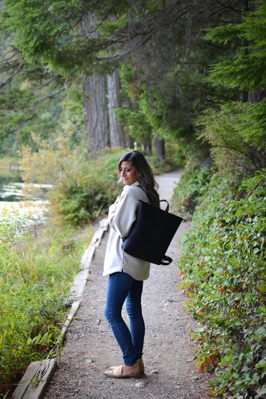 Minimalist Backpack - Black Leather