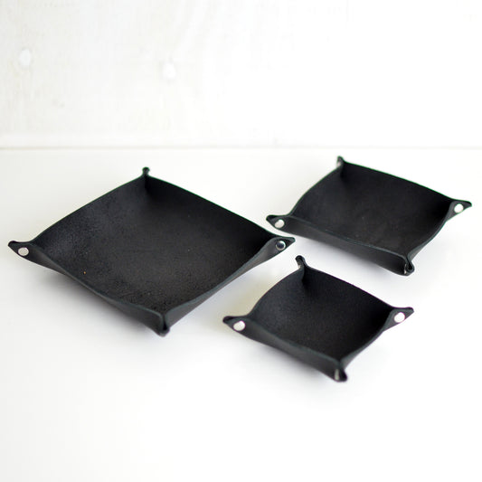 3 Stacking Trays - Black Leather