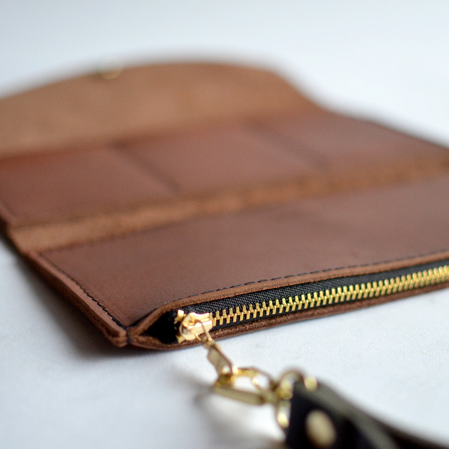 Wristlet Wallet Clutch - Brown Leather