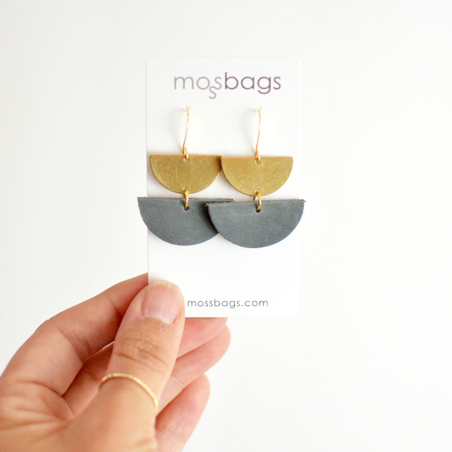 Double Half Circle Leather Earrings