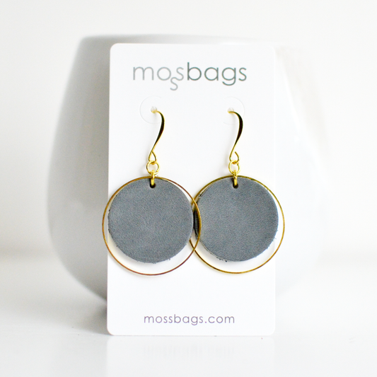 Double Moon Leather Earrings