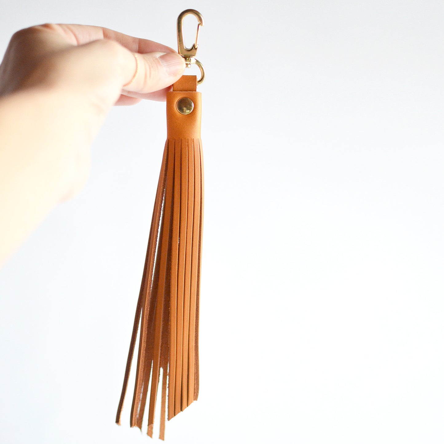 Fringe Leather Key Clip / Tassel Keychain - Brown Leather