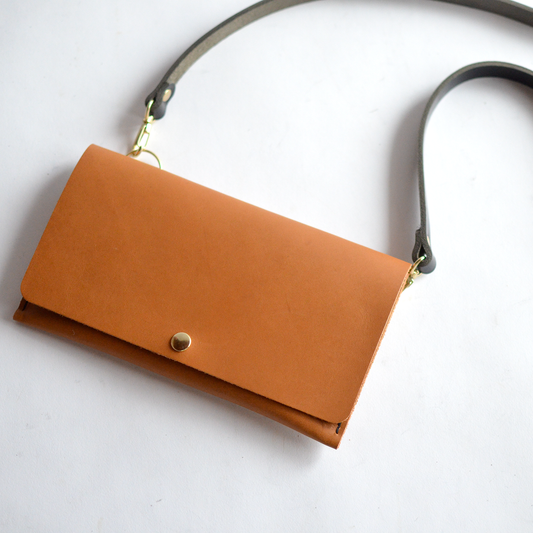 WILLOW 3-in-1 Wallet (+ clutch & crossbody) - Honey Brown Leather