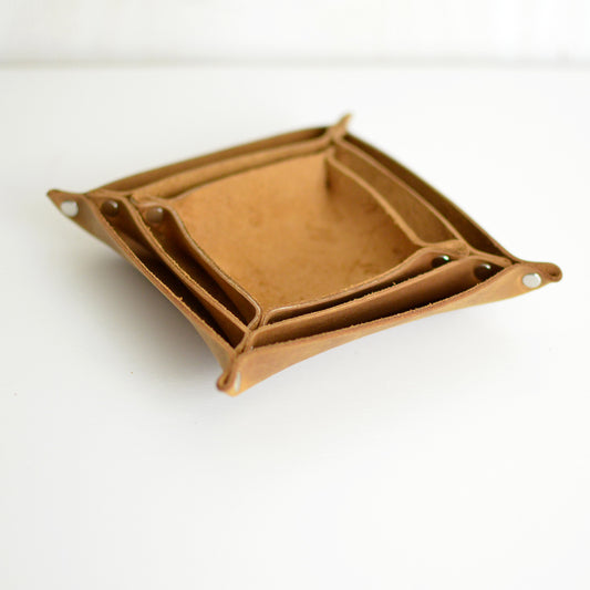 3 Stacking Trays - Honey Brown Leather