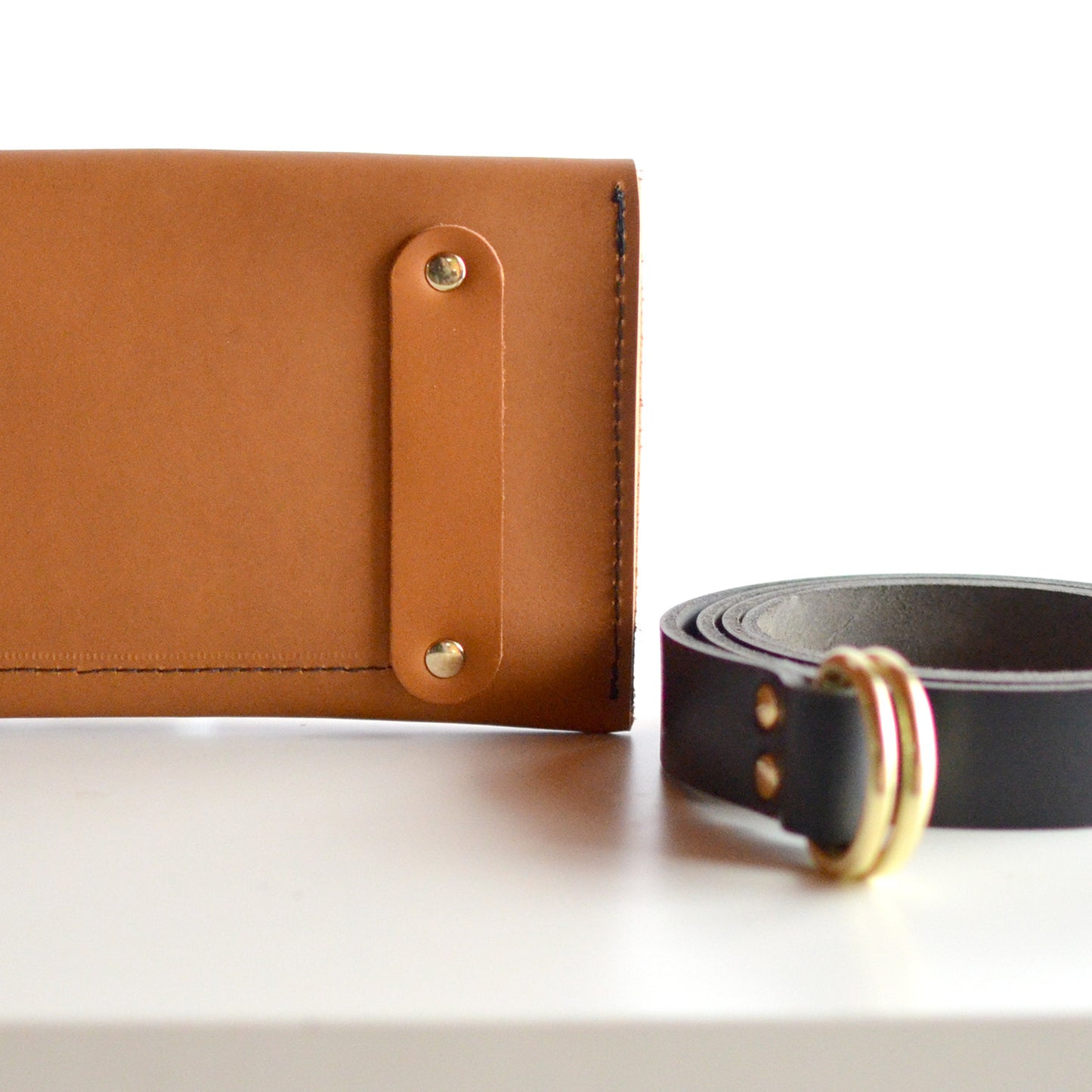 Hipster Sling Bag (Fanny Pack + Clutch) - Honey Brown Leather