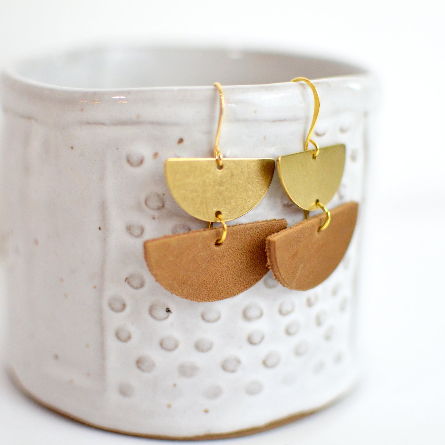 Double Half Circle Leather Earrings