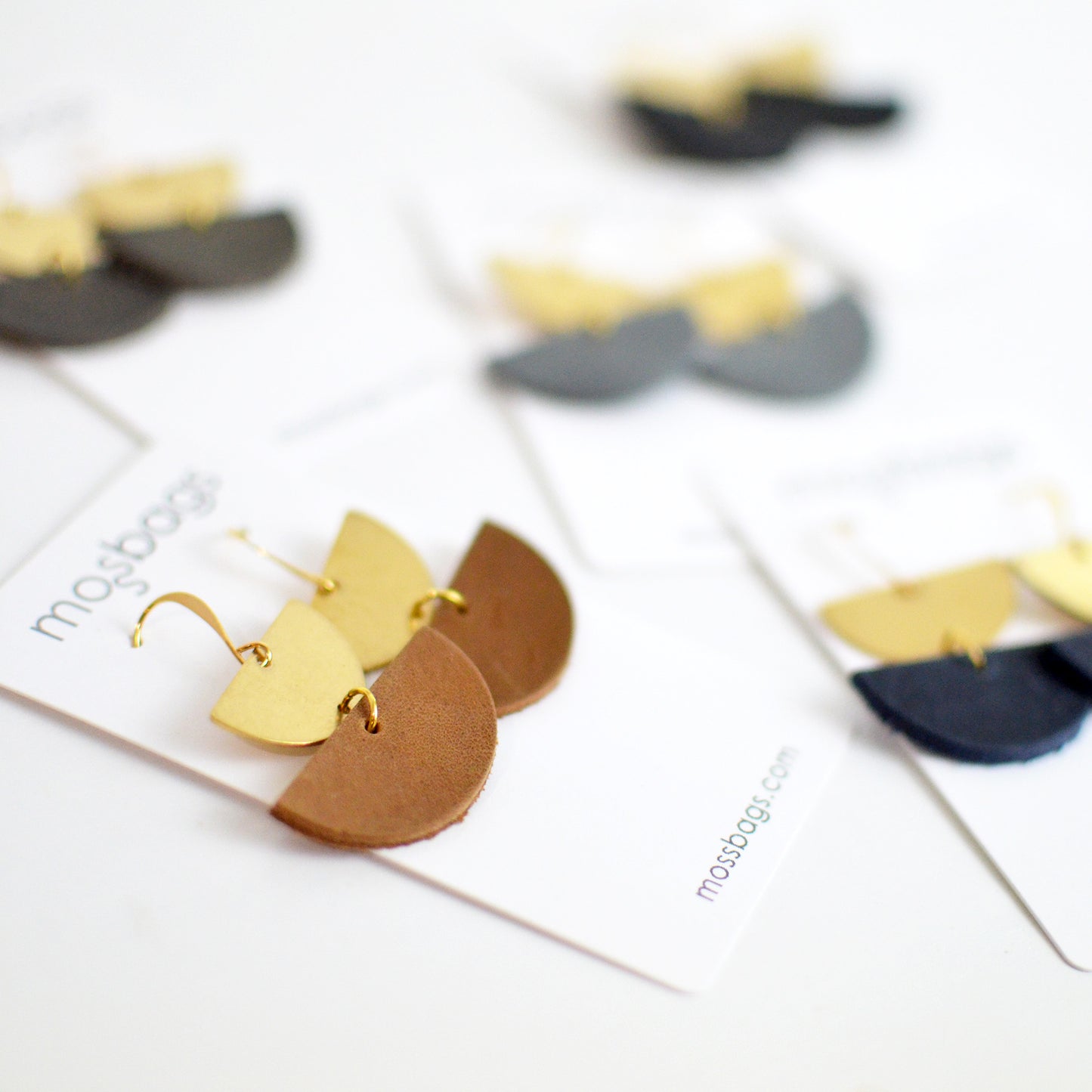 Double Half Circle Leather Earrings