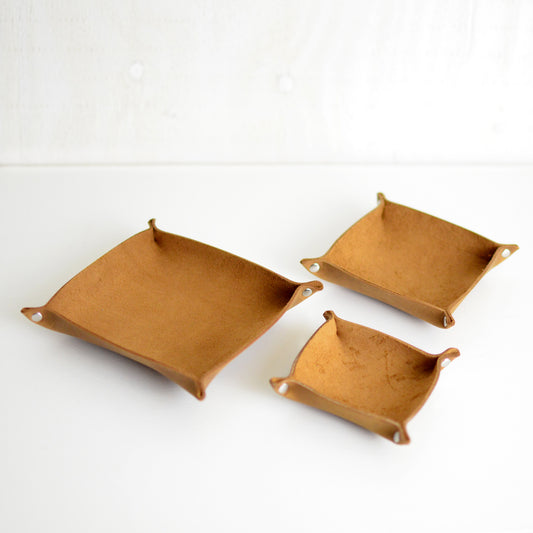 3 Stacking Trays - Honey Brown Leather