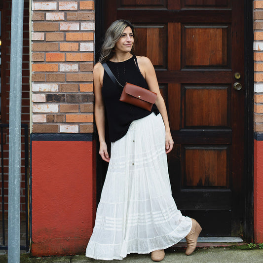 Hipster Bag (Fanny Pack + Clutch) - Brown Leather