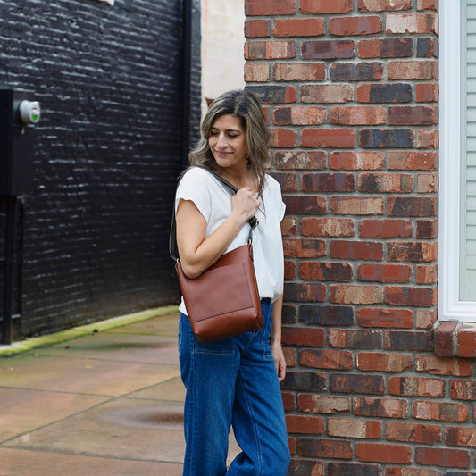 PARKER Small Convertible Crossbody - Brown Leather