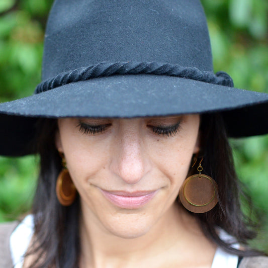 Full Moon Leather Earrings