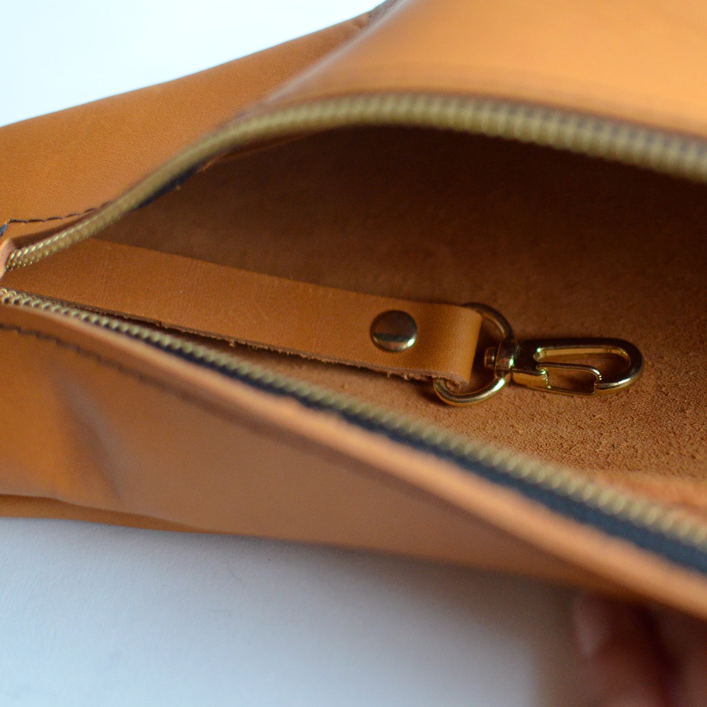 Honey Brown Leather Sling Bag Key Clip by Moss Bags