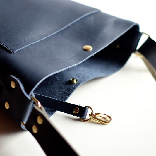 PARKER Small Convertible Crossbody - Navy Blue Leather