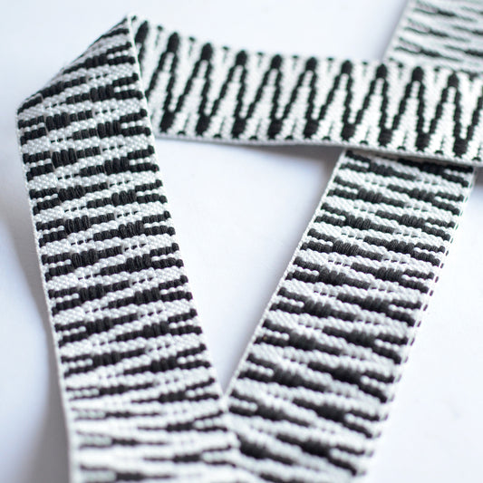 2" Black + White Boho Removable Strap