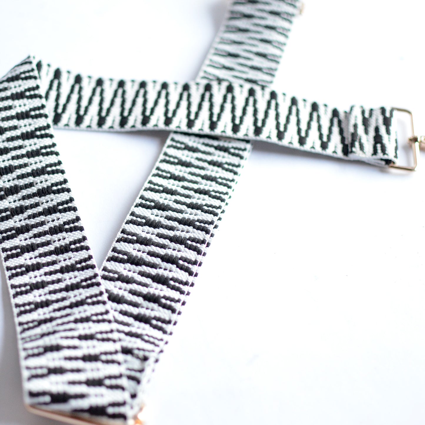 2" Black + White Boho Removable Strap