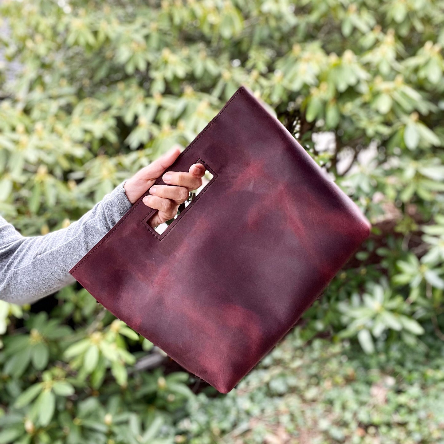 LIMITED EDITION Cutout Handle Bag - Distressed Merlot Leather