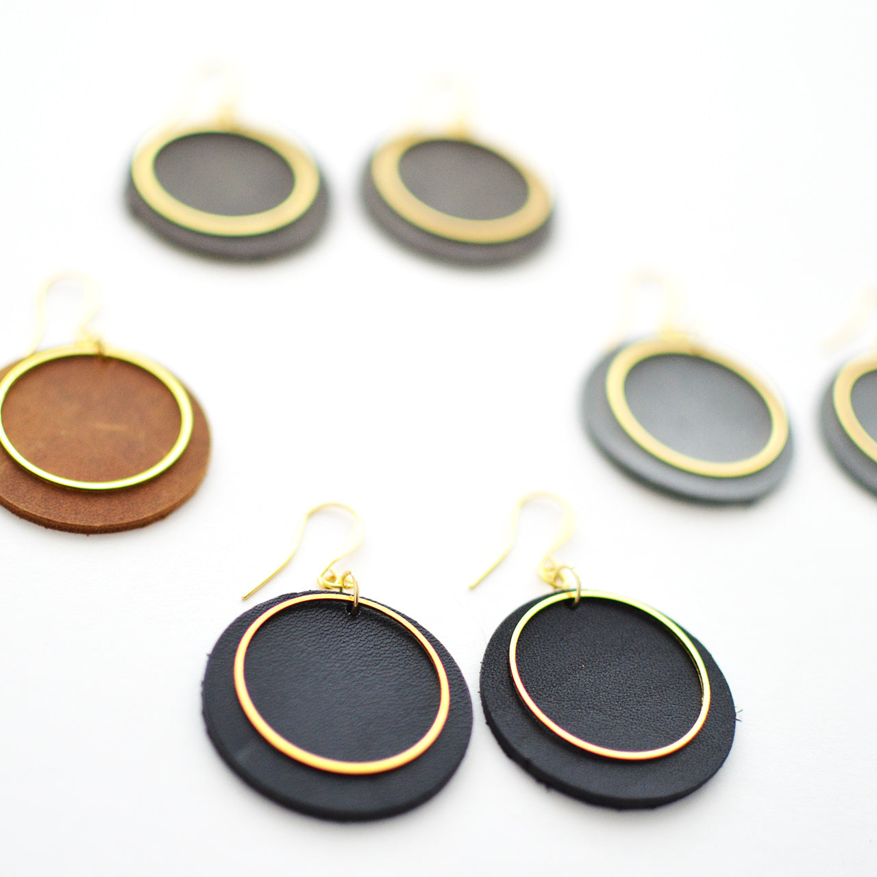 Full Moon Leather Earrings