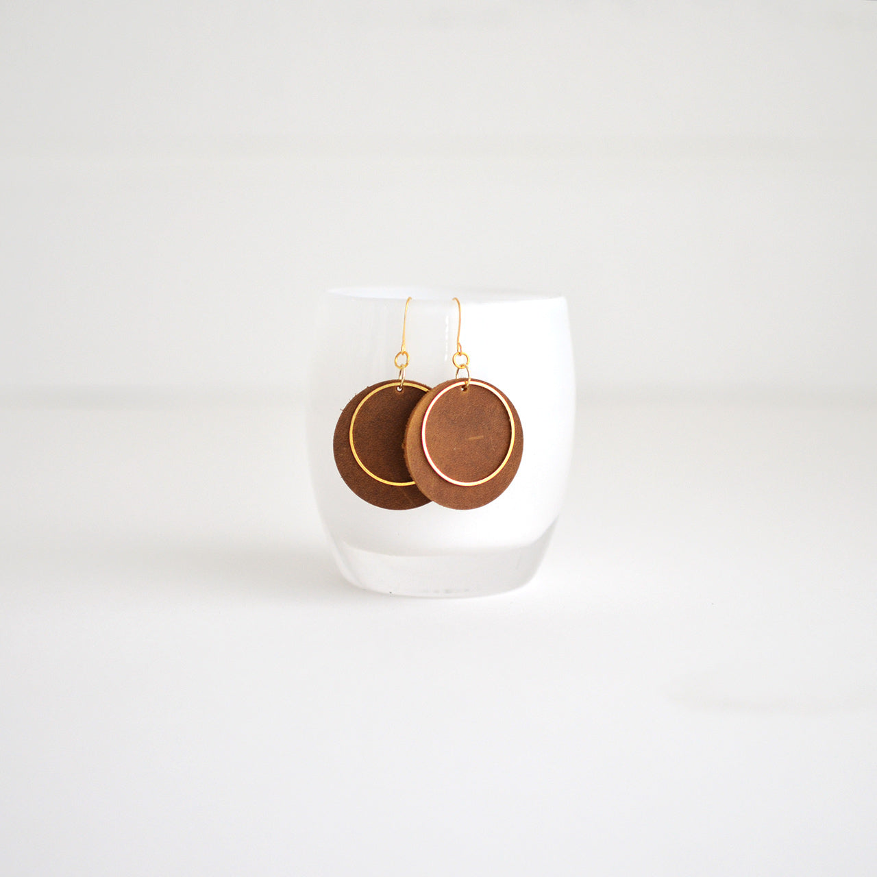 Full Moon Leather Earrings