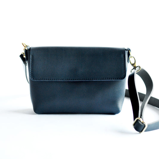 HARLOW Crossbody Clutch - Navy Blue Leather