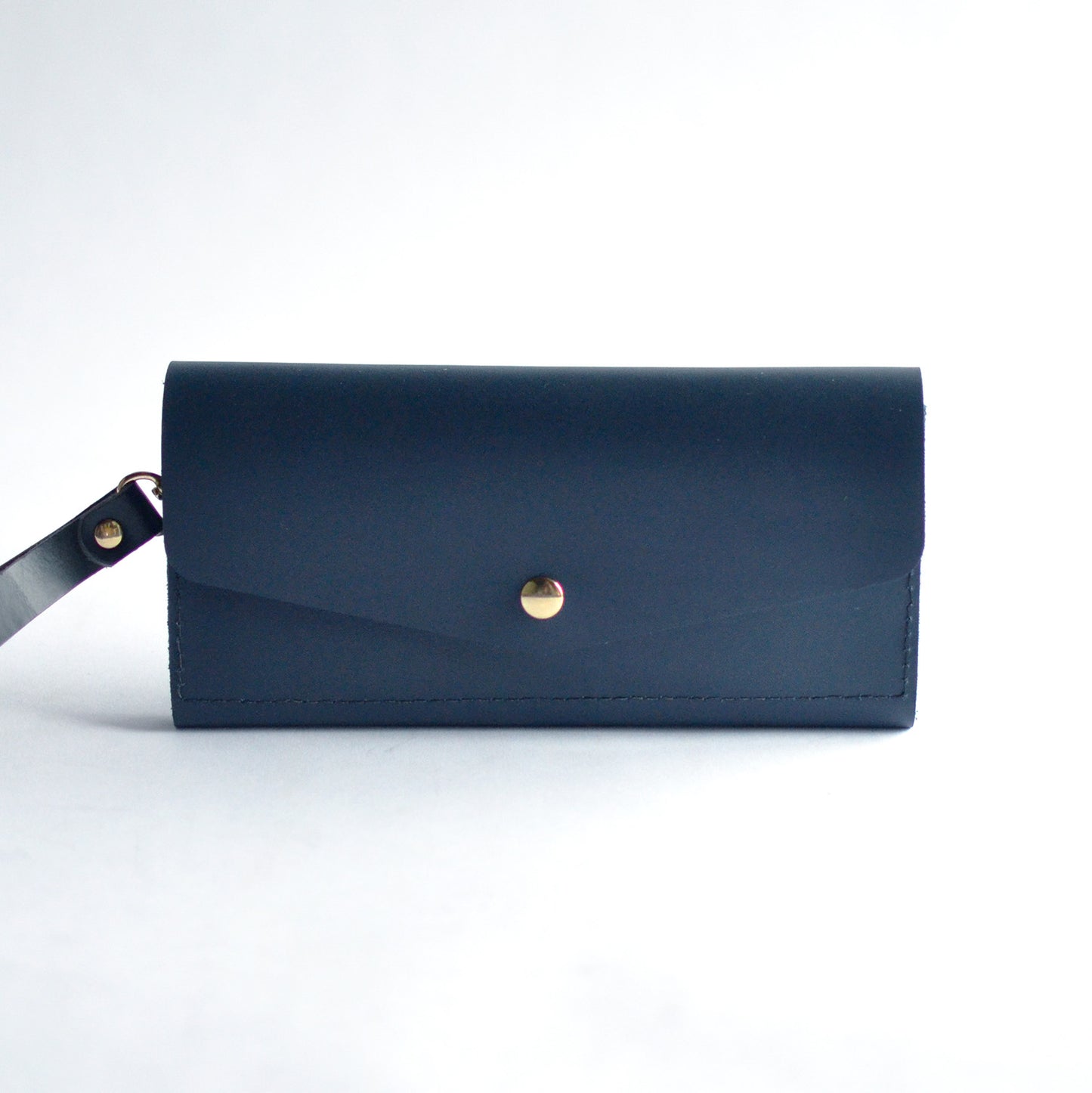 Wristlet Wallet Clutch - Navy Blue Leather