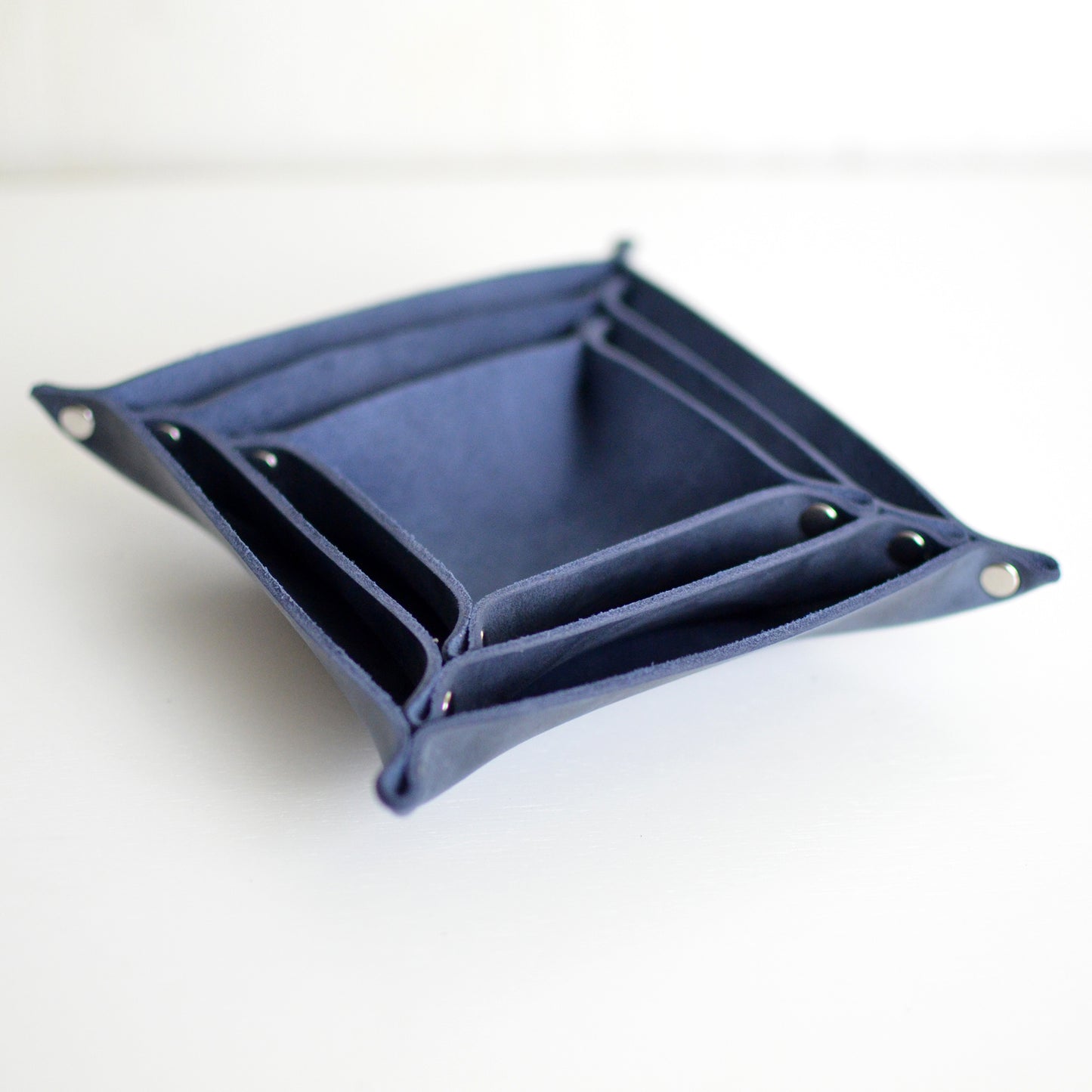 3 Stacking Trays - Navy Blue Leather