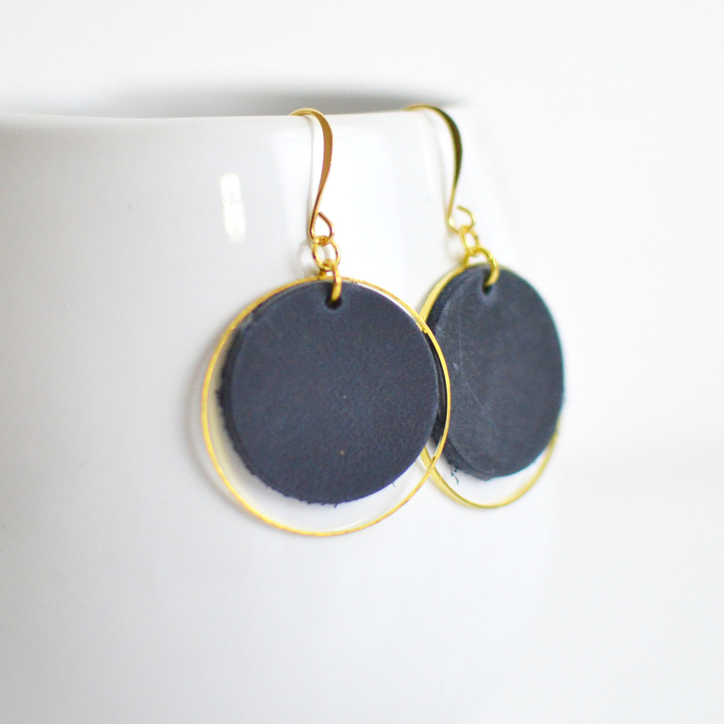 Double Moon Leather Earrings