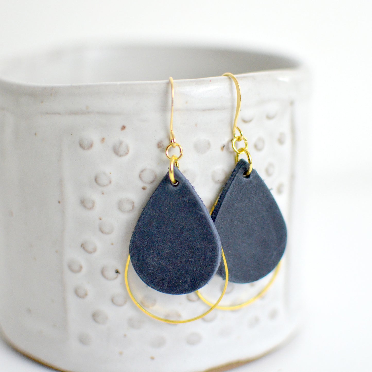 Raindrop Leather Earrings