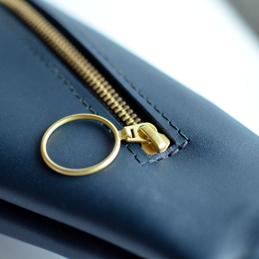 Navy Blue Leather + Brass Hardware by Moss Bags