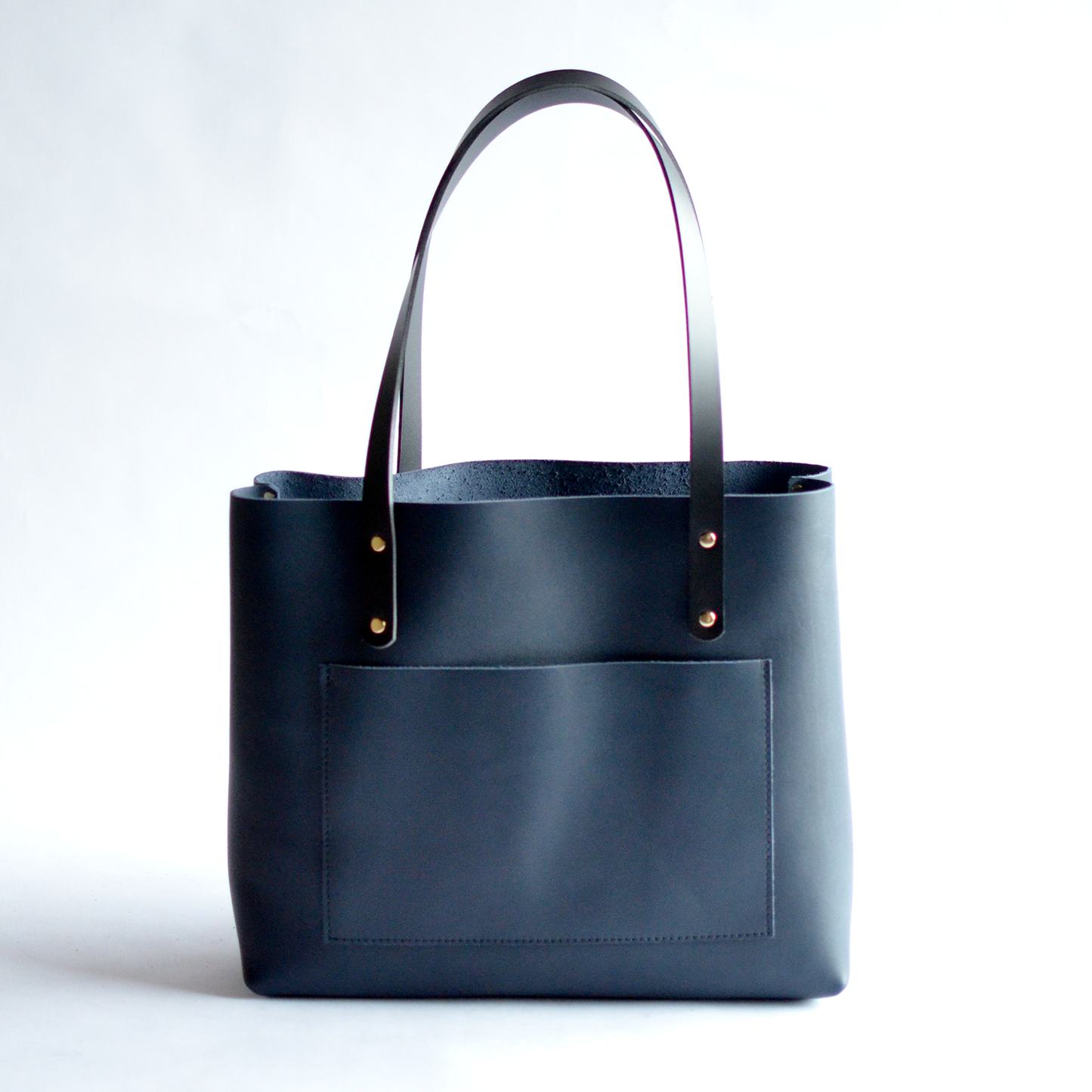 Large Classic Tote - Navy Blue Leather