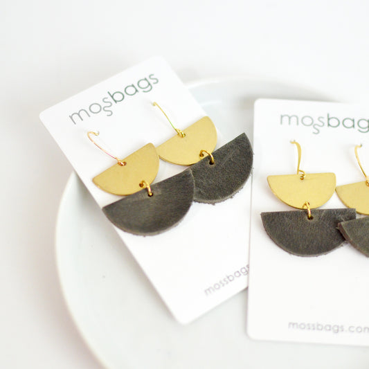 Double Half Circle Leather Earrings