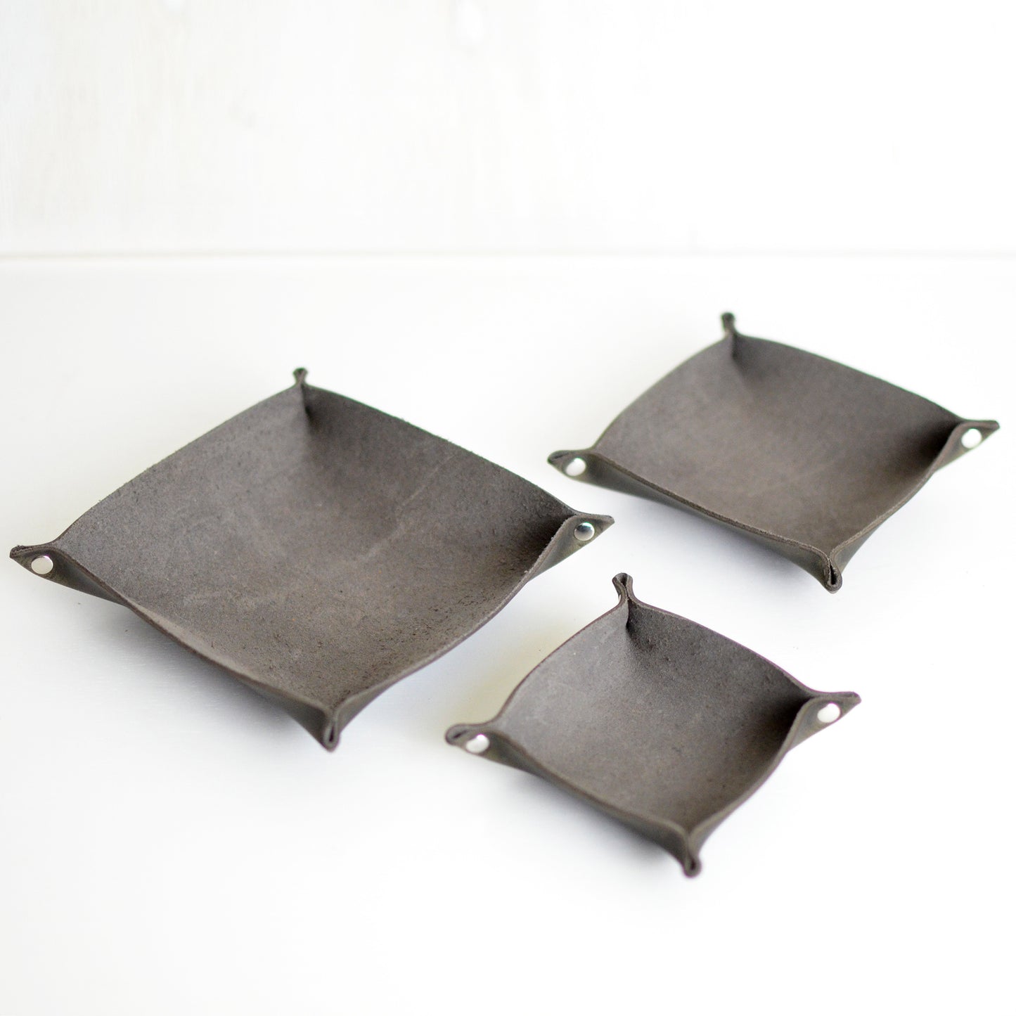 3 Stacking Trays - Slate Leather
