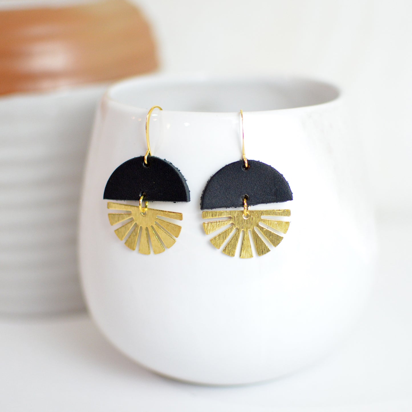 Sunburst Leather Earrings