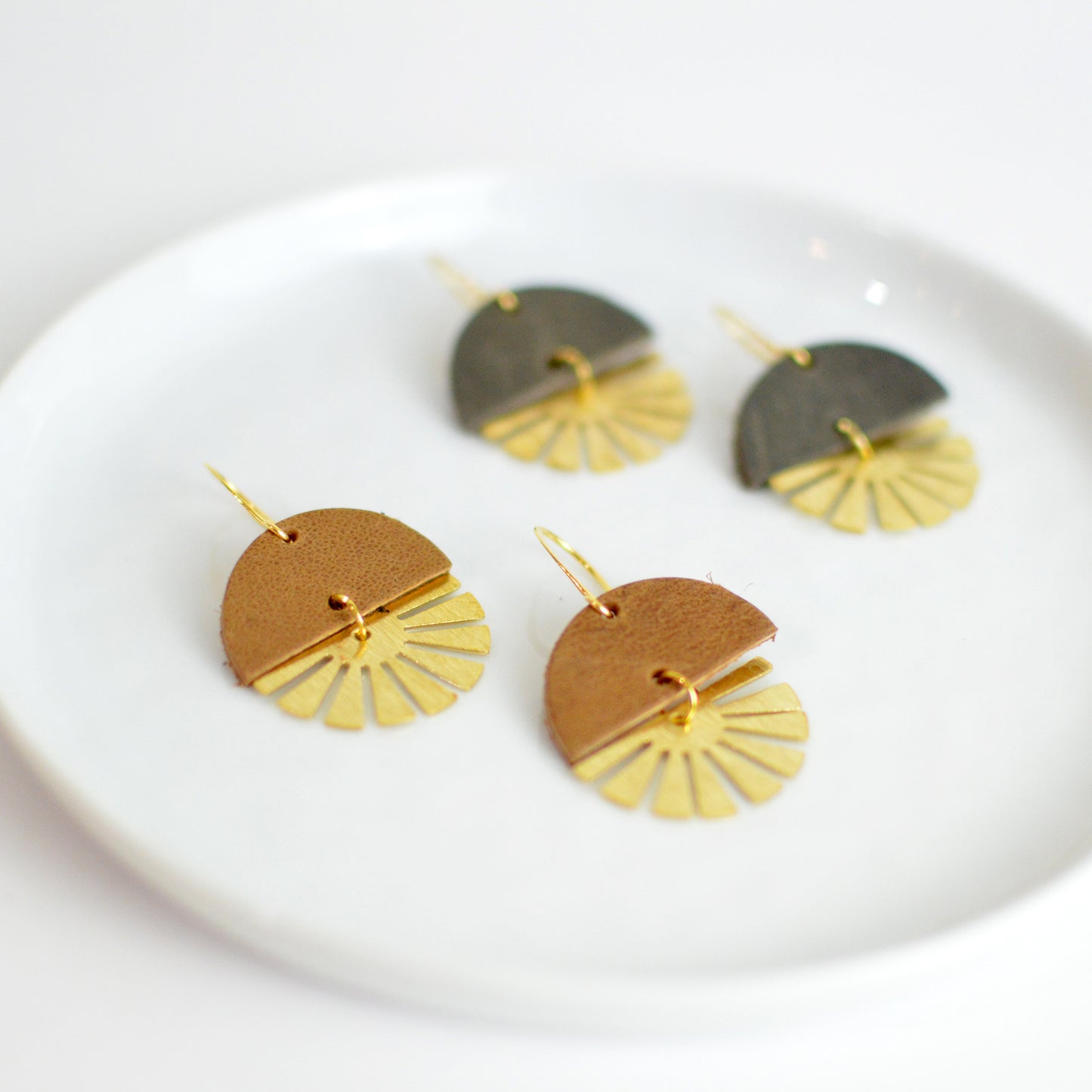 Sunburst Leather Earrings