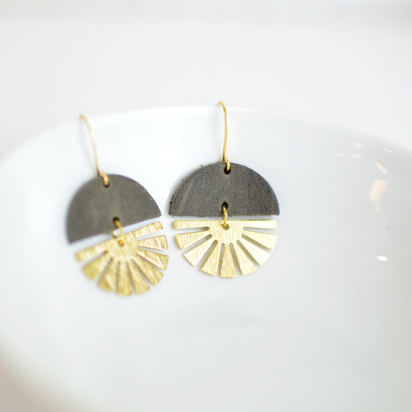 Sunburst Leather Earrings